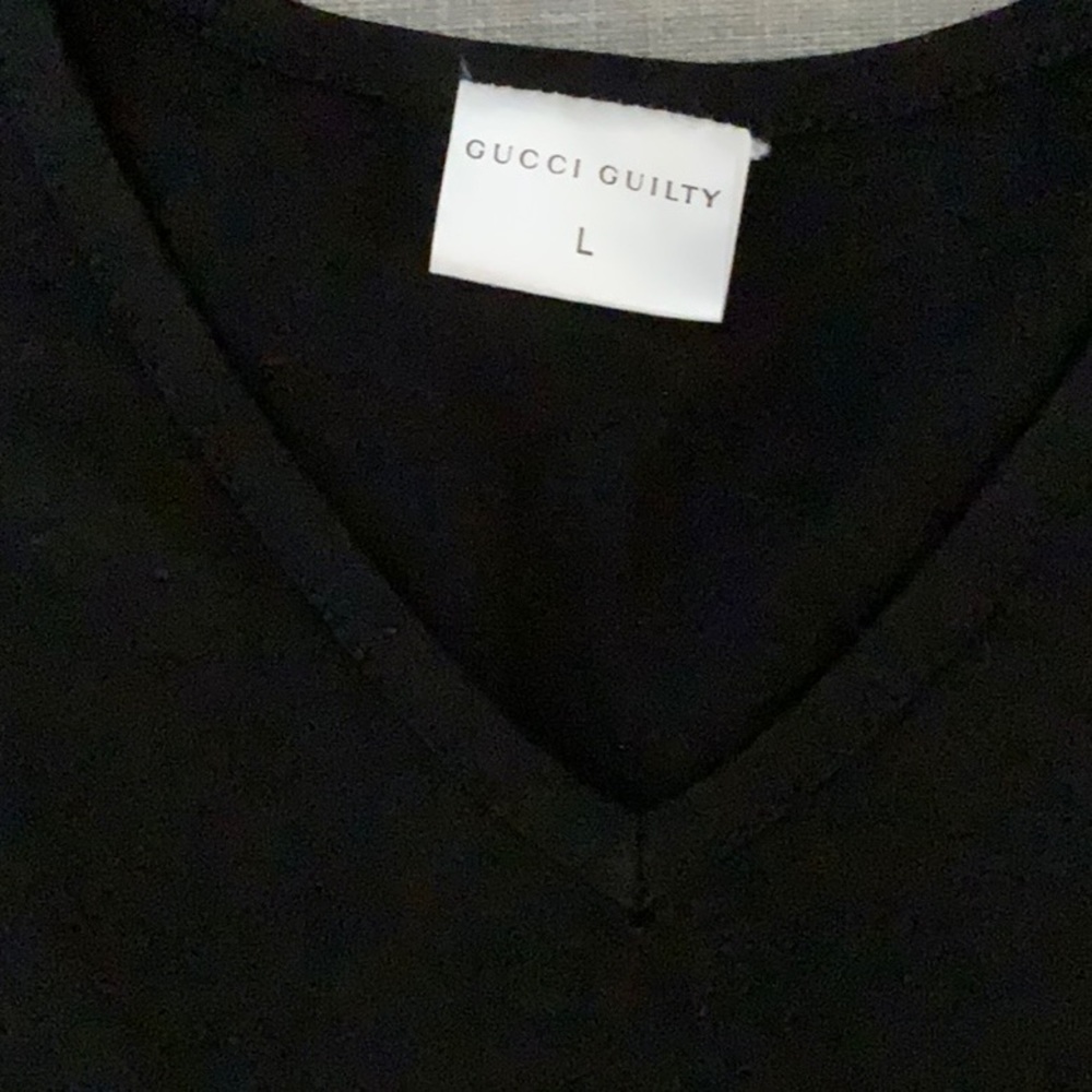 Women’s Gucci Black Promotional T Shirt Large V Neck Long Sleeve - Picture 5 of 8